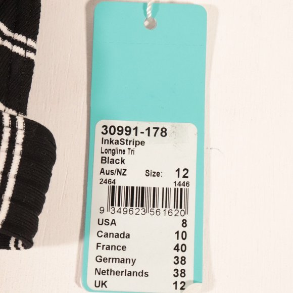 NWT Seafolly Inka Stripe Longline Tri Bikini Top in Black - Picture 11 of 12